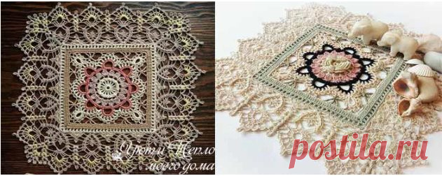 Квадратные салфетки крючком – схемы простых и красивых салфеток