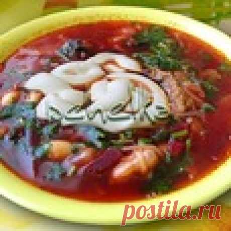 Кубанский борщ с фасолью и черносливом Кулинарный рецепт