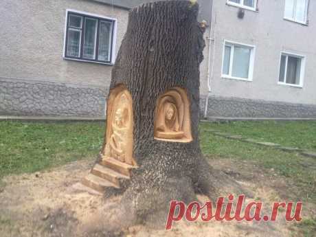 Шедевр на остатке дерева!