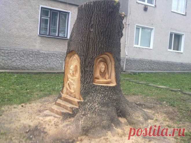 Шедевр на остатке дерева!