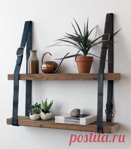 Подвесная полка на старых ремнях — DIYIdeas