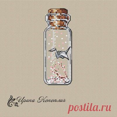 схема для вышивки крестом Журавлик