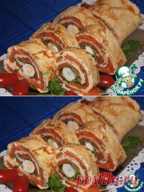 Блинные рулетики с семгой и эстрагоном - кулинарный рецепт