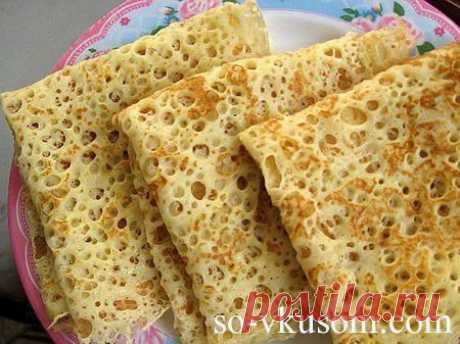 Блинчики кружевные,тонкие,ажурные,очень вкусные (без запаха дрожжей).