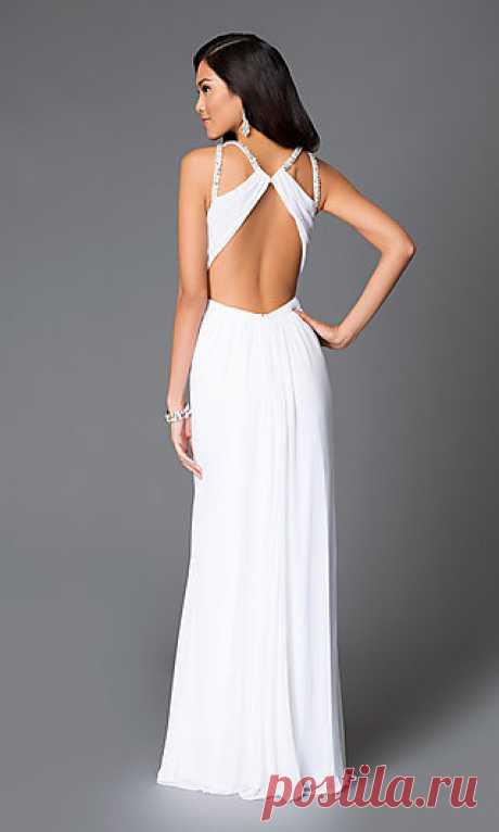 White Abbie Vonn Backless Formal Gown