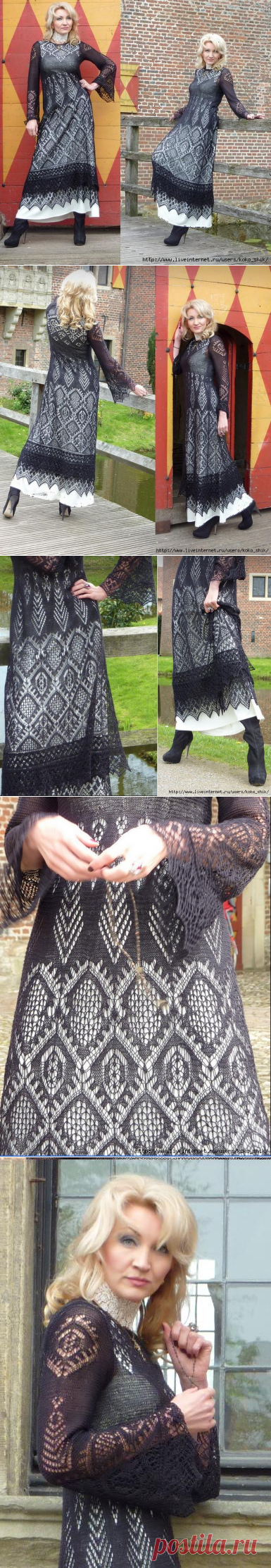 ЧЕРНОЕ ПЛАТЬЕ СПИЦАМИ ШЕТЛАНДСКИМИ МОТИВАМИ. ANGÉLIQUE, LE CHEMIN DE VERSAILLES (ПУТЬ В ВЕРСАЛЬ)