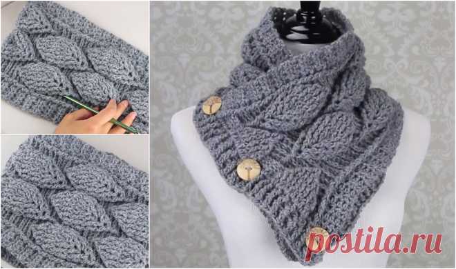 Crochet Leaf Stitch Cowl Free Pattern - Yarn & Hooks It is not a secret that we - women love fancy cowls and scarves and wearing them is some kind of a pleasure, especially if they are made with our own...
