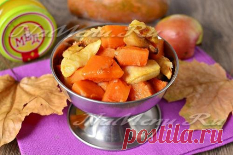 Тыква запеченная в духовке с яблоками и медом