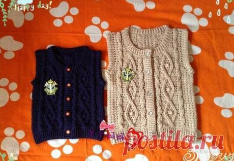Красивый детский жилет крючком (только схема) | Рукоделие и вышивка