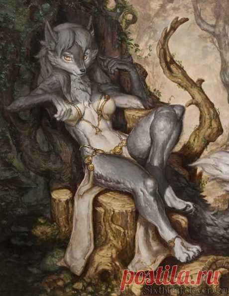 Silver Moon A silver-furred wolfess relaxes under the moonlight, waiting for her guests to arrive for an enchanted evening.