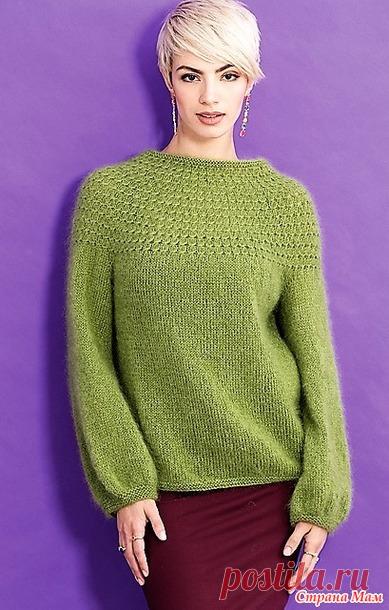 Пуловер Yoke Pattern by Yoko Hatta с круглой кокеткой структурным узором. Спицы. - ВЯЗАНАЯ МОДА+ ДЛЯ НЕМОДЕЛЬНЫХ ДАМ - Страна Мам