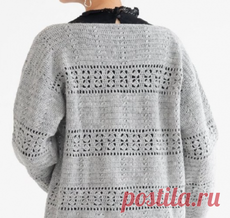 ДЖЕМПЕР С АЖУРНЫМИ ПОЛОСАМИ. КРЮЧОК
