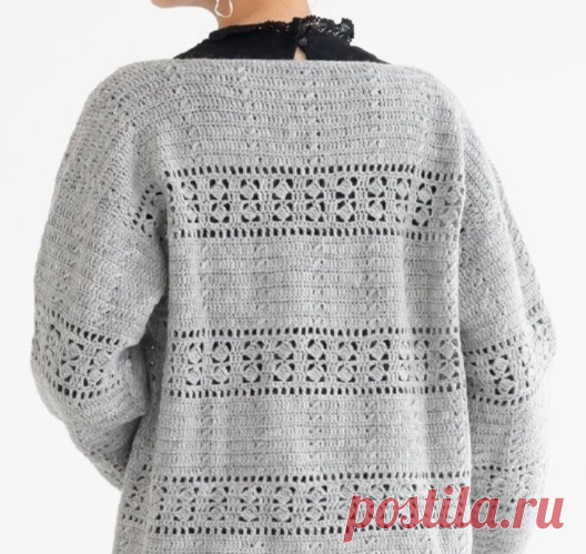 ДЖЕМПЕР С АЖУРНЫМИ ПОЛОСАМИ. КРЮЧОК