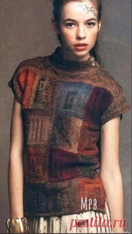 Оригинальная кофточка из квадратных мотивов
