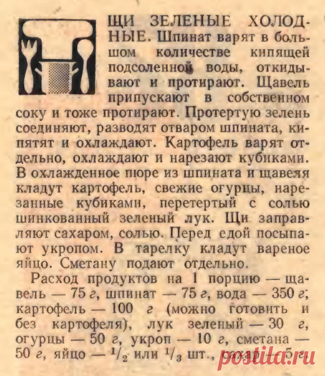 Щи зеленые холодные