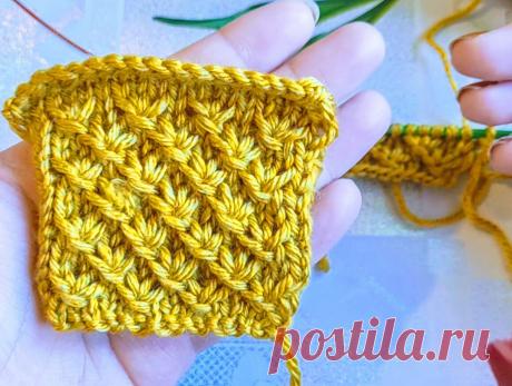 4 петли, 4 ряда, спицы - узор "Звёздочки" | Спицы, пряжа, 3 крючка | Яндекс Дзен