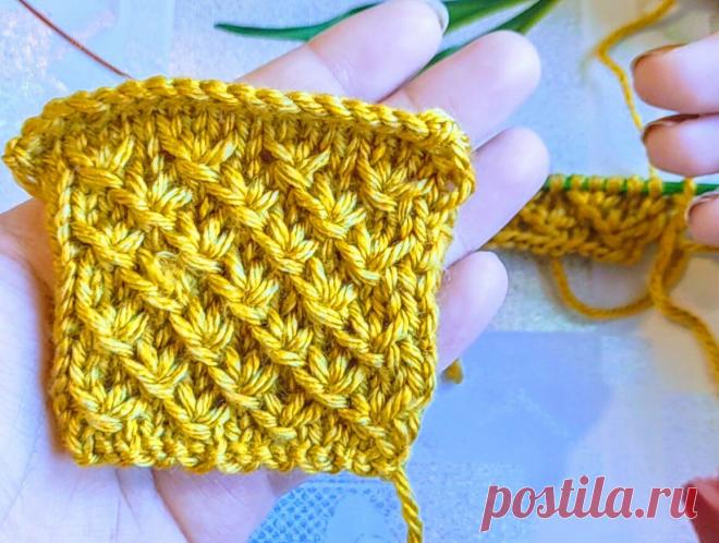 4 петли, 4 ряда, спицы - узор 