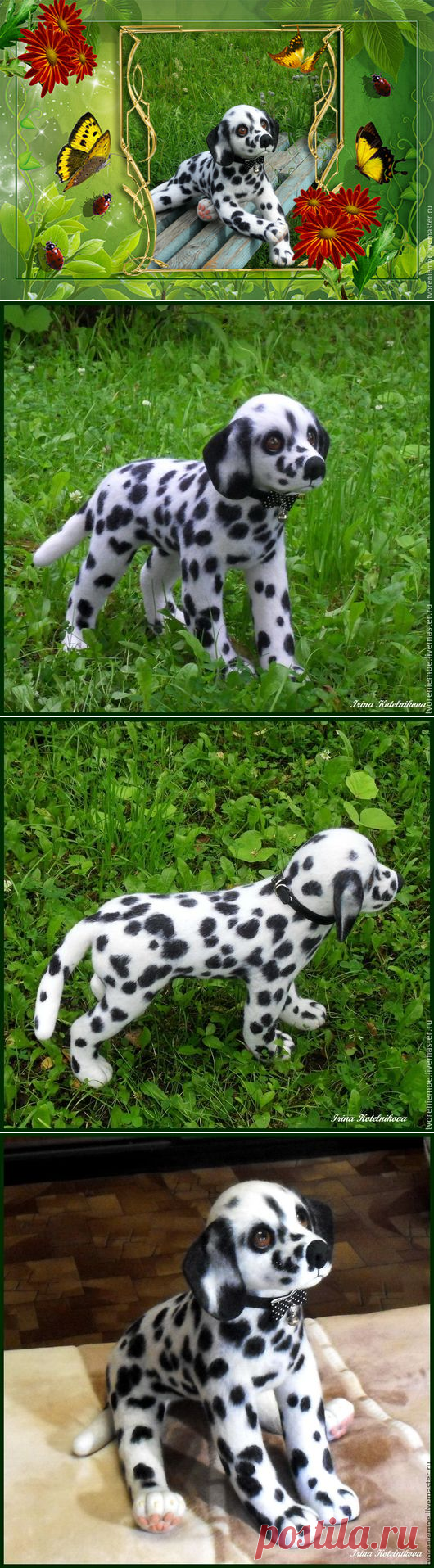 Купить Щенок далматинца. - чёрно-белый, далматинец, щенок валяный, щенок из шерсти, далматин