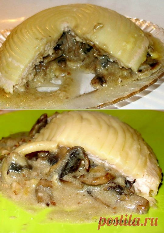 Тимбаль макаронный с грибной начинкой