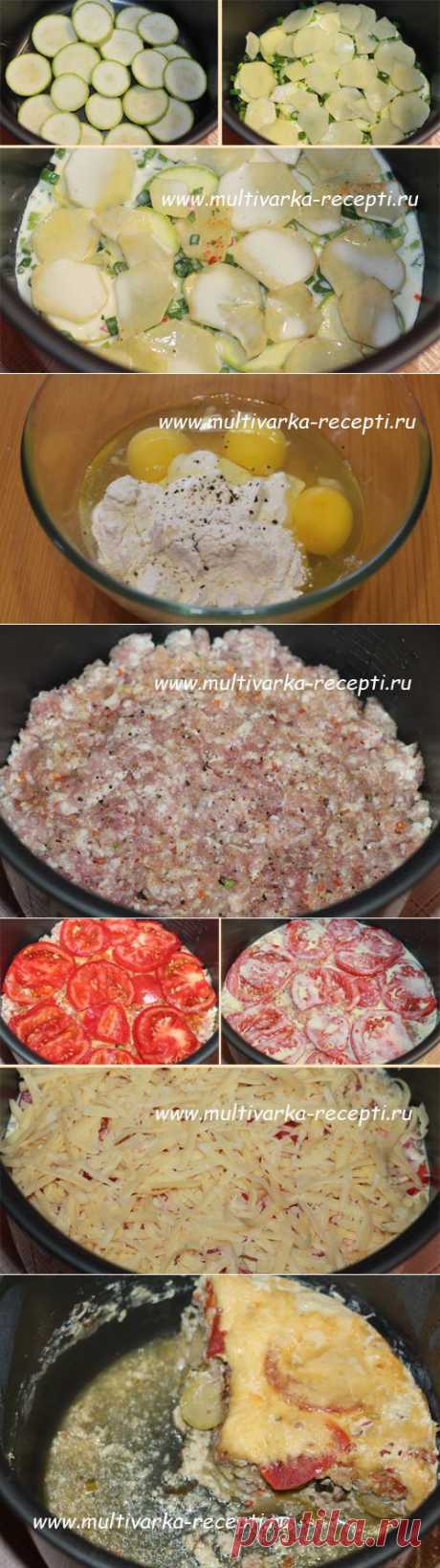 Запеканка из кабачков с фаршем в мультиварке |