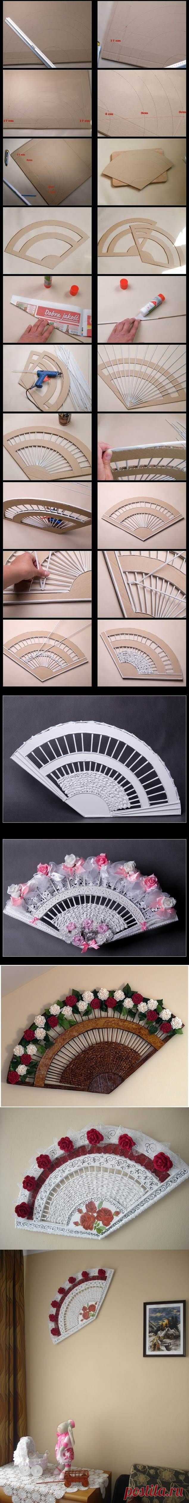 DIY Decorative Fan from Old Newspaper and Cardboard