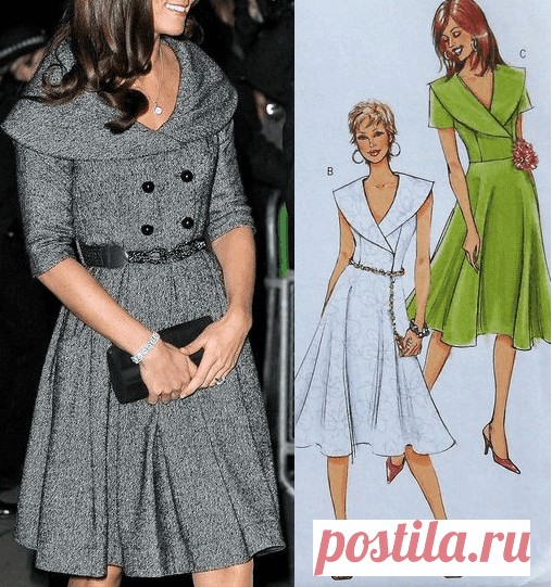 Выкройка платья с большим воротником