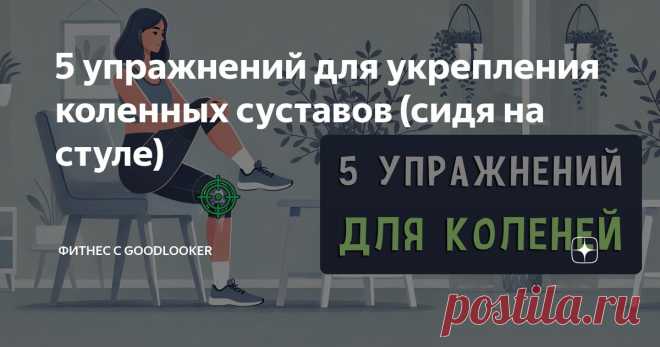 5 упражнений для укрепления коленных суставов (сидя на стуле) Статья автора «Фитнес с GoodLooker» в Дзене ✍: Здоровье коленных суставов напрямую связано с укреплением окружающих их мышц, таких как мышцы бедер, ягодиц и икр.