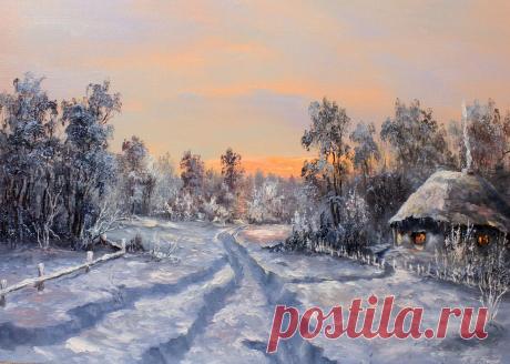 &quot;морозное утро&quot;масло\холст 50х70 авторская