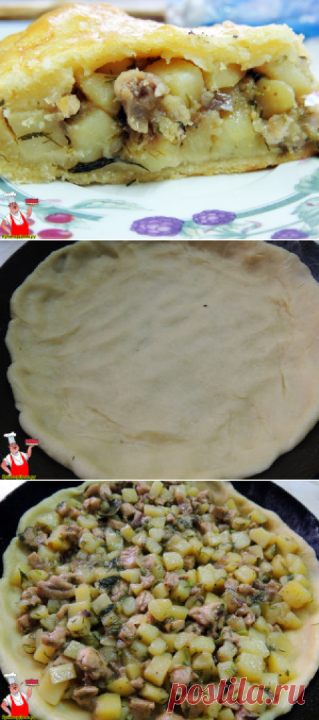 Вкусный пирог с мясом и картошкой в духовке.