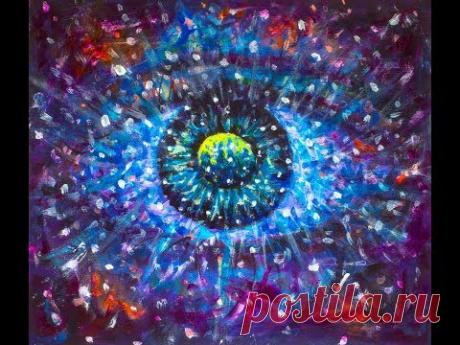 Как нарисовать космический всевидящий глаз акрилом художник Валерий Рыбаков
