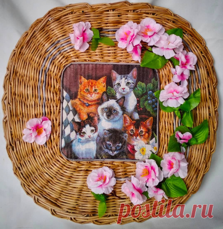 Zверек в Instagram: «Панно "коты и цветы". Работа на заказ. #плетениеизбумажнойлозы #плетениеизбумажныхтрубочек #плетение #плетениеназаказ #панно #котыицветы…»