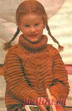 Детский пуловер с «косами» и воротником-гольф, связанный спицами/Для детей/Вязание/Статьи / Шитье, вязание, рукоделие, бисероплетение