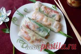 Спринг-роллы с рисовой лапшой и копчёнными креветками рецепт с фото, как приготовить на Webspoon.ru