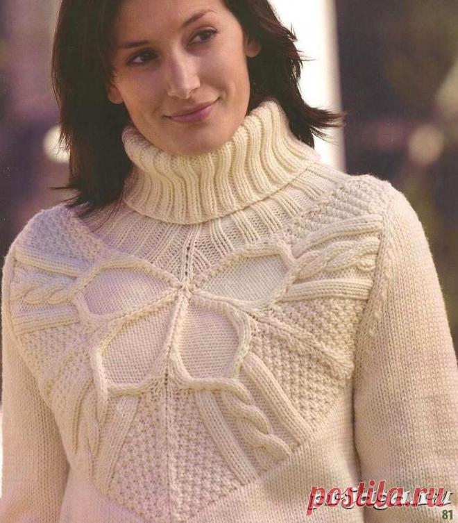 Вязаный пуловер с бабочкой