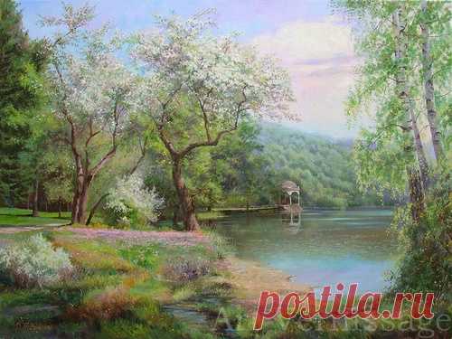 Цветущий парк картина В.Г.Зайцева