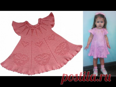 0 Платье с Сердечками крючком Мастер класс для начинающих Girl dress