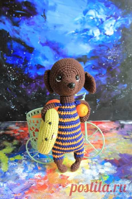 PDF Такса Риччи крючком. FREE crochet pattern; Аmigurumi animal patterns. Амигуруми схемы и описания на русском. Вязаные игрушки и поделки своими руками #amimore - такса, собака, пёс, собачка, щенок, пёсик.