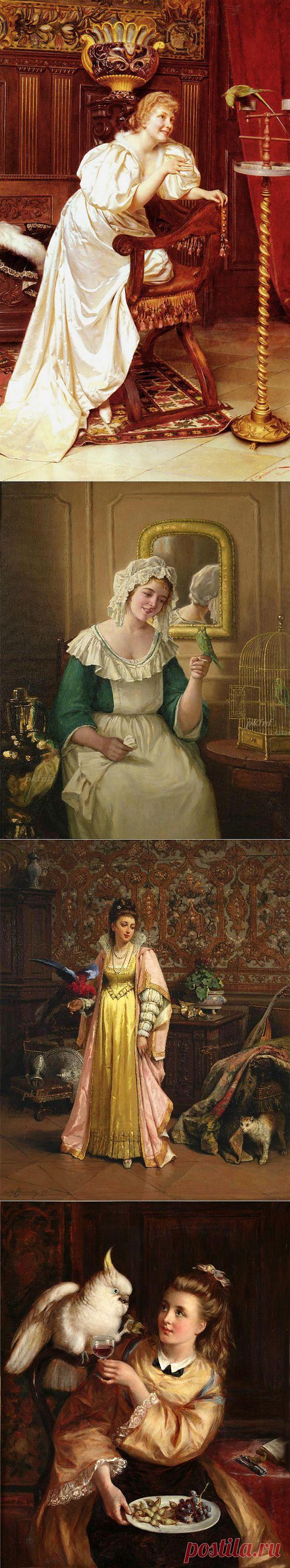 Дама с птичкой. Подборка..