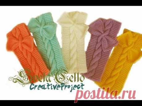 Knitted headband with bow for girl ||Вязанная повязка на голову c бантом