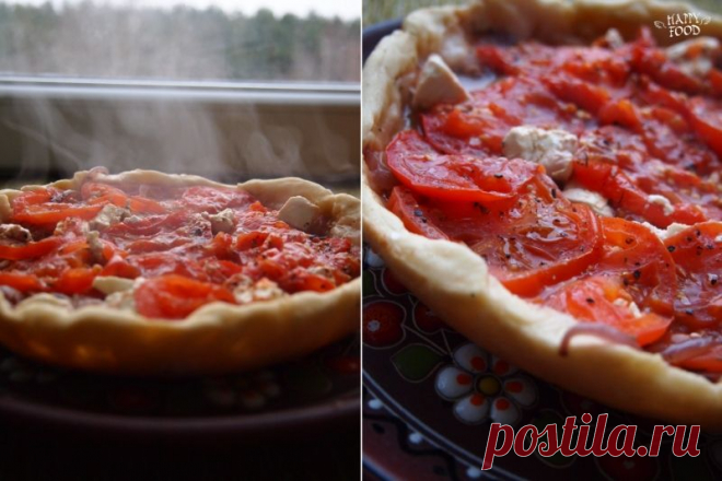 HAPPYFOOD - Греческий пирог с тушеным луком, томатами и фетой (готовим в мультиварке).