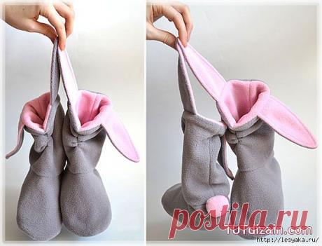 Прикольные сапожки-зайчики своими руками.