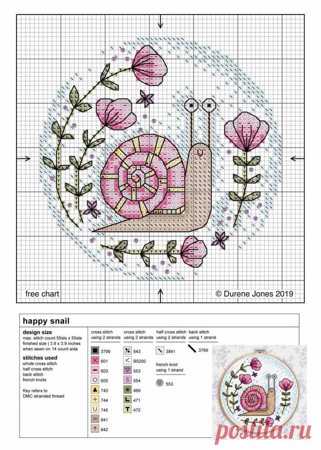 схема вышивки крестом
happy snail