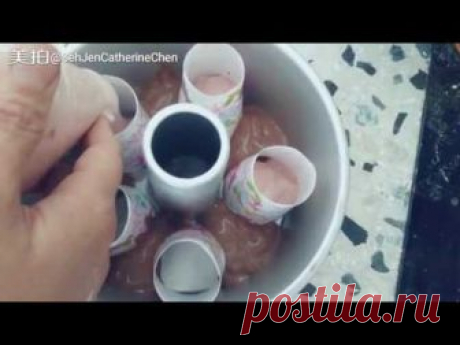 花式戚風蛋糕 : 梅花 做法 Fancy Chiffon cake how to . シフォンケーキの作り方
