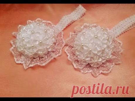 Пышный бант на 1 сентября  Канзаши  ✔ Marine DIY✔