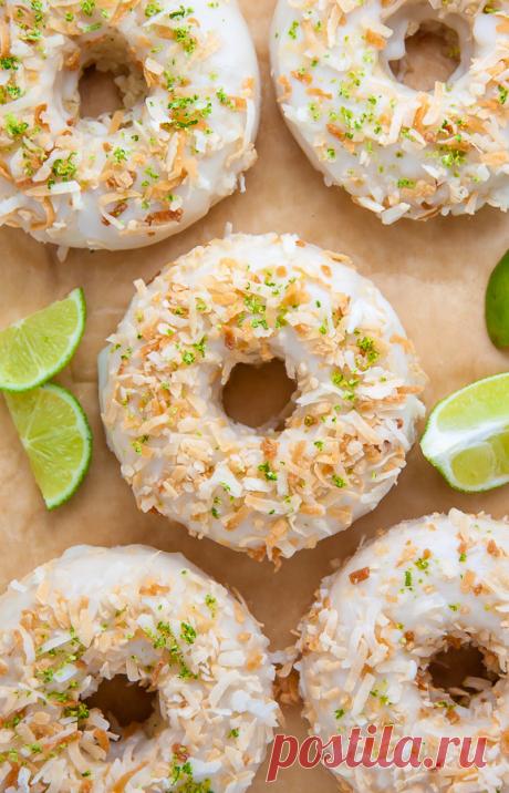 Key Lime Coconut Donuts - Baker by Nature Fluffy and flavorful Key Lime Coconut Donuts are baked, not fried, and ready in less than 30 minutes! Baked Lime Coconut Donut Recipe Hallelujah, It's finally Friday! What's on your weekend agenda? Hanging with friends? Maybe a Spring picnic? Pizza and Netflix? DONUTS? ← Definitely make room in your schedule for that last part ;) These