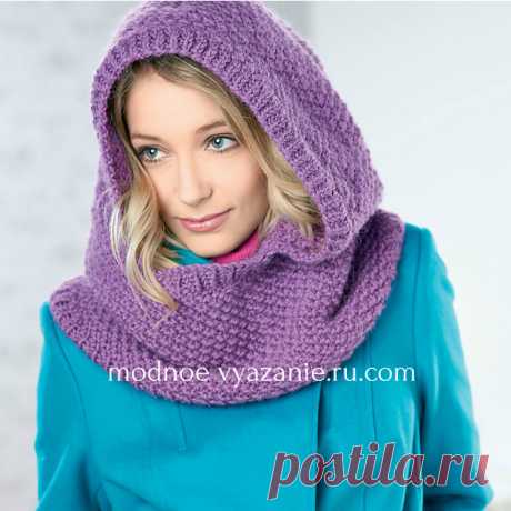 Как связать теплый снуд-капюшон спицами - Klubok - Modnoe Vyazanie.ru.com