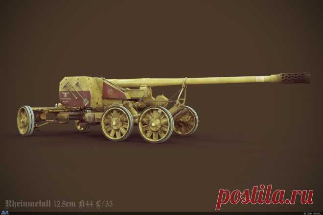 Противотанковая пушка - Rheinmetall 12.8cm K44 L/55 — Компьютерная графика и анимация — Render.ru