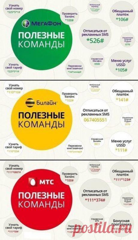 Полезное каждый день! - Полезные команды. Мегафон, Билайн, МТС