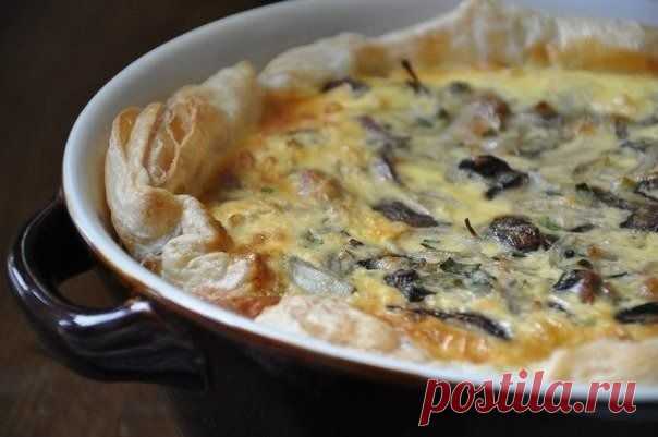 Киш "Лорен" с грибами и сыром.