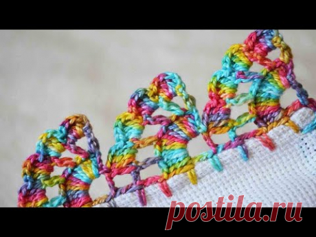 BARRADO DE CROCHÊ CARREIRA ÚNICA PARA PANO DE PRATO #463 | BICO DE CROCHÊ